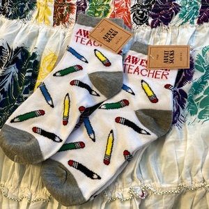 2 pairs of awesome teacher socks brand new with tags